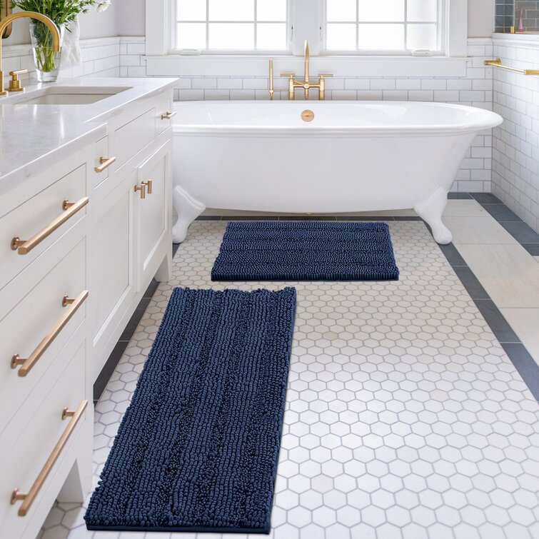 Navy bathroom rug best sale set